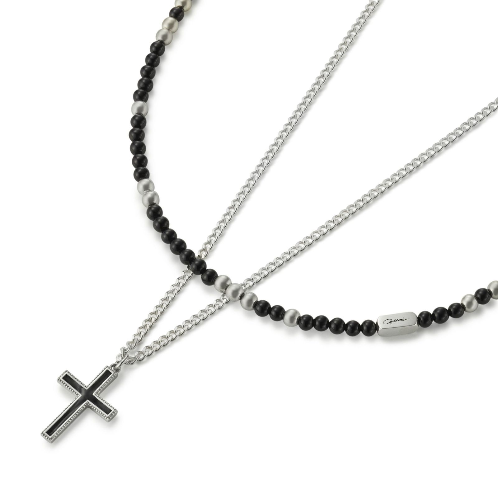 GARNI Layered Cross Pendant – BLACK